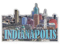Indianapolis Indiana Skyline Light Blue Words Foil Magnet 3.75"x 2.5"x 0.125"