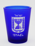 Israel Shield Cobalt Blue Frosted Shot Glass