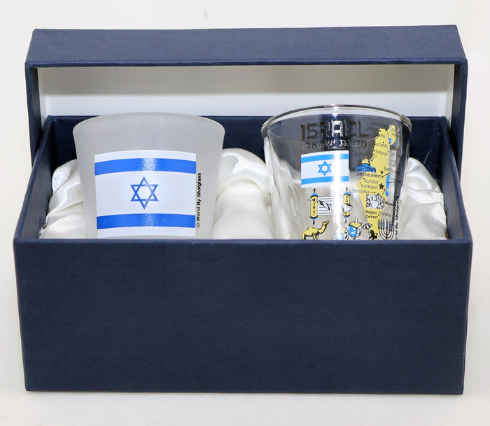 Israel Souvenir Boxed Shot Glass Set (Set of 2)