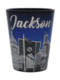 Jackson Mississippi Blue Silver Line Shot Glass