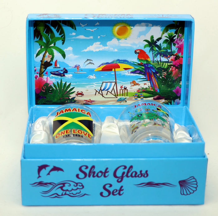 Jamaica Caribbean Shot Glass Boxed Set (Set of 2)