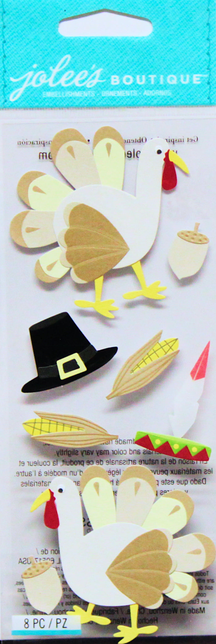 Jolee's Boutique Thanksgiving Turkey Embellishment Stickers - SCRAPBOOKFARE