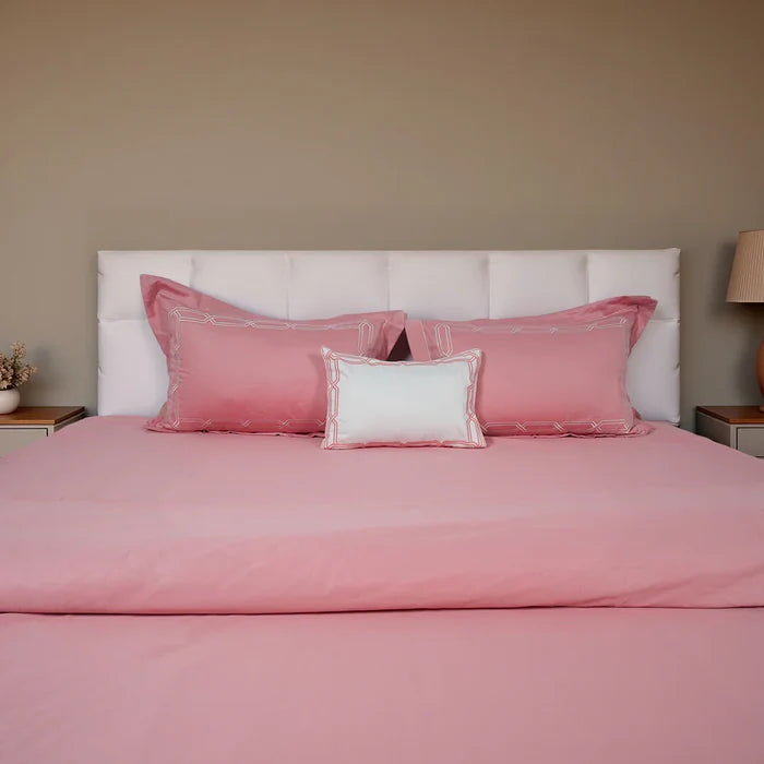 Junoon Bubble Pink (400 TC) - 100% Cotton King-Size Bedsheet + 4 Pillow Covers