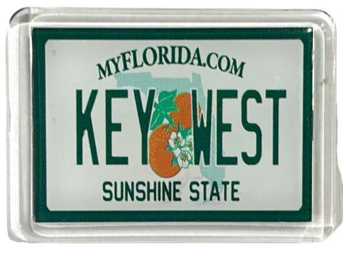 Key West Florida License Plate Acrylic Small Fridge Collector's Souvenir Magnet 2.35" X 1.75"