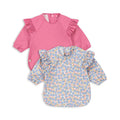 Konges Slojd - Sleeved Dinner Bib Set - Fleur Rosier/Chateau Rose with Frill (2 Pack) - Mabel & Fox