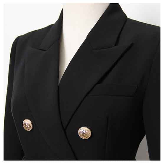 Ladies Belted Double Breasted Blazer Dress Long Sleeves Coat
