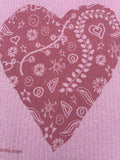 Large Heart on Rose Swedish Dishcloth