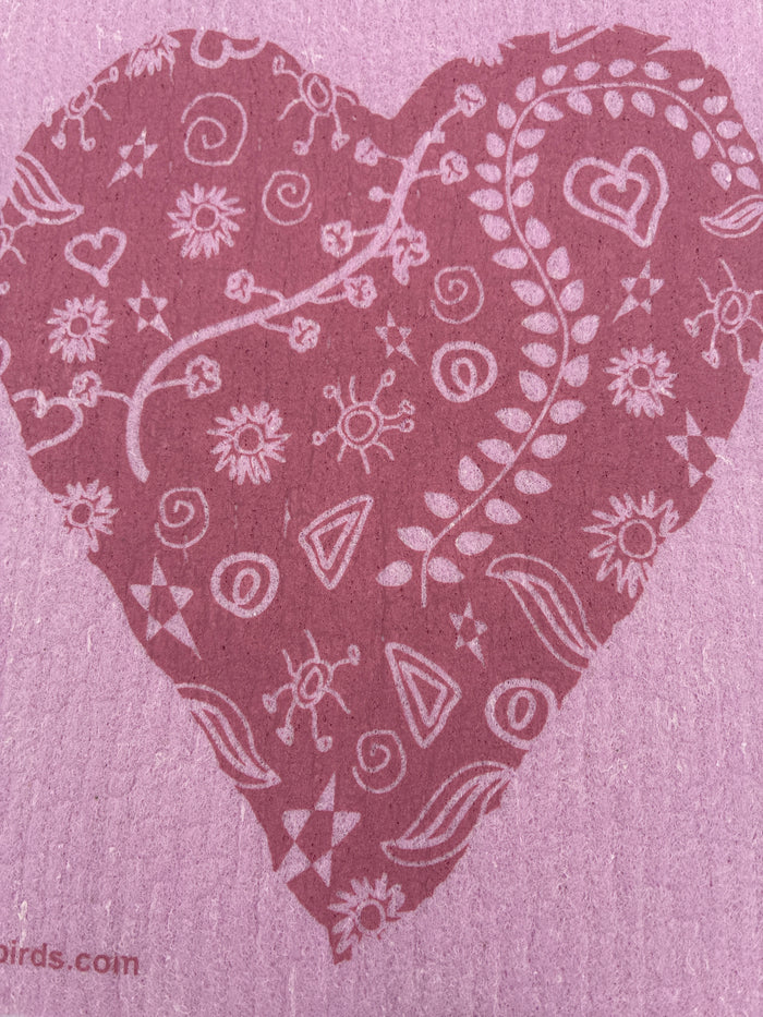Large Heart on Rose Swedish Dishcloth