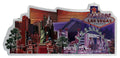 Las Vegas Nevada Skyline Welcome Sign Metallic Magnet 3.5" x 1.5" x 0.125"