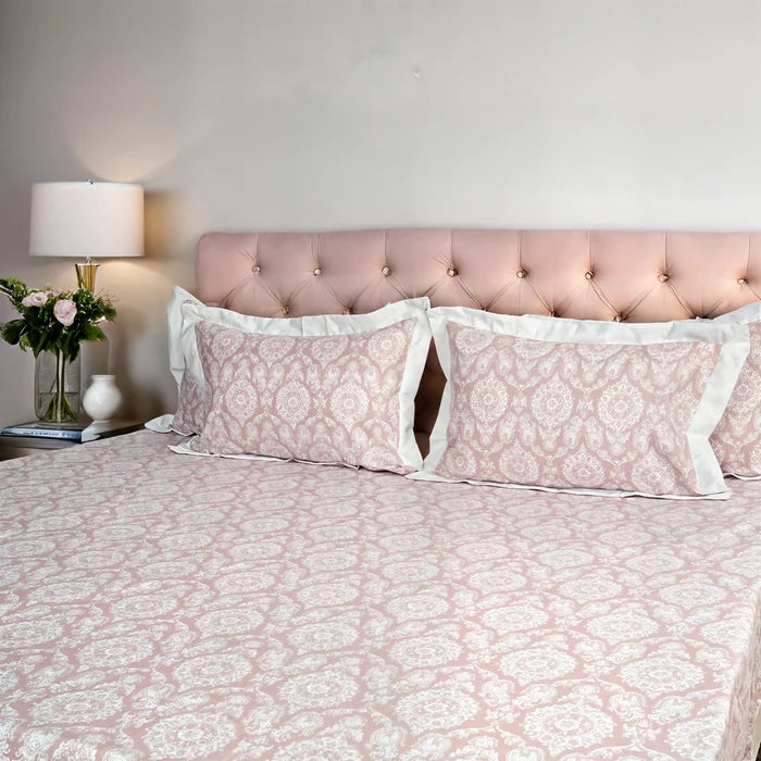 Laska Rose Mary (150 TC) - 100% Cotton King-Size Bedsheet + 2 Pillow Covers