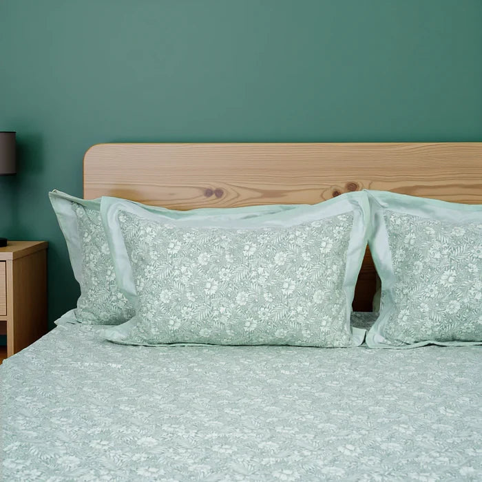 Lavish Sage Green 100% Cotton King-Size Bedsheet + 2 Pillow Covers
