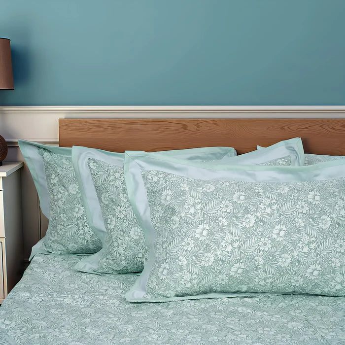 Lavish Sage Green 100% Cotton King-Size Bedsheet + 2 Pillow Covers