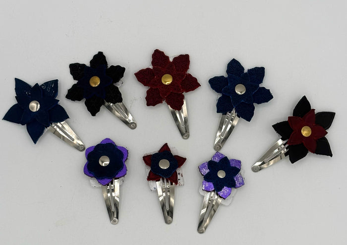 Leather flower hairclip