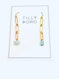 Light Blue Stone with Chain Earrings