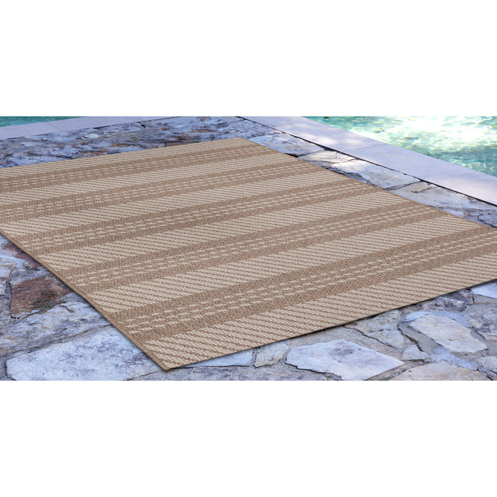 Liora Manne Belmont Horizontal Stripe Indoor Outdoor Area Rug Beige 9'2" x 12'3"
