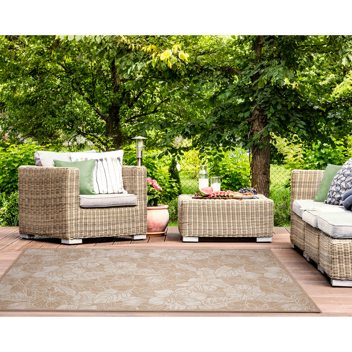 Liora Manne Carmel Botanical Indoor Outdoor Area Rug Sand