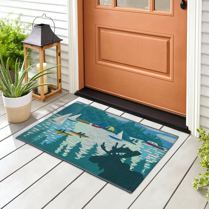 Liora Manne Esencia Lake Life Indoor Outdoor Mat Blue