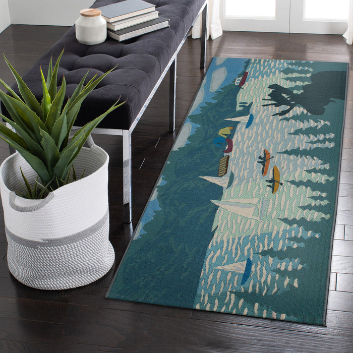 Liora Manne Esencia Lake Life Indoor Outdoor Mat Blue