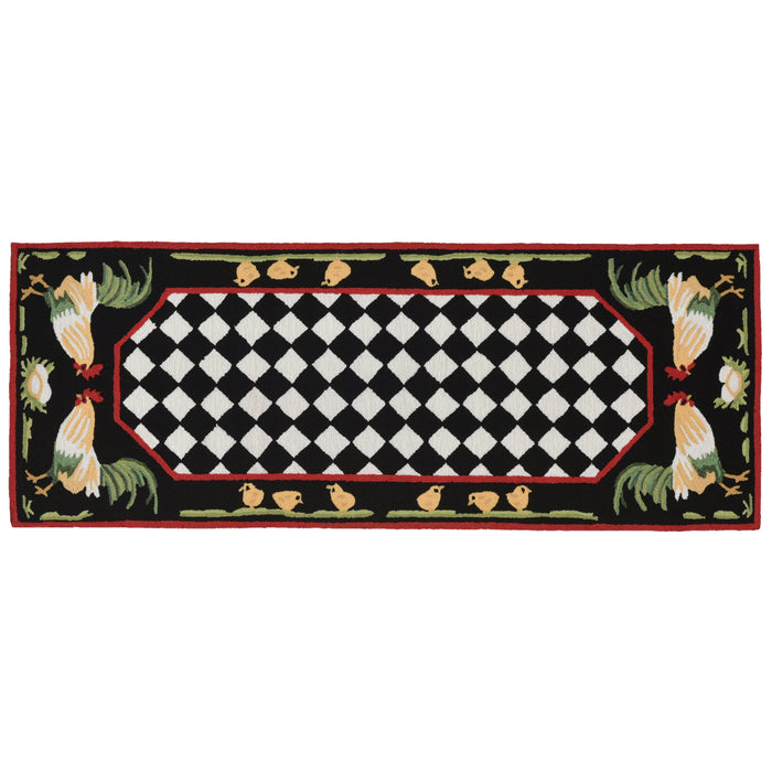 Liora Manne Frontporch Rooster Indoor Outdoor Area Rug Black