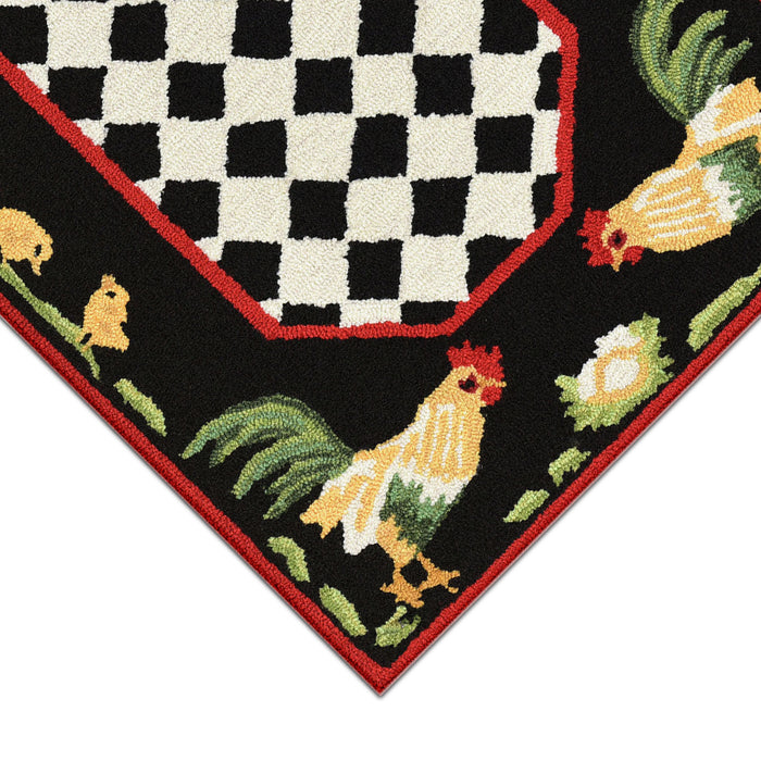 Liora Manne Frontporch Rooster Indoor Outdoor Area Rug Black