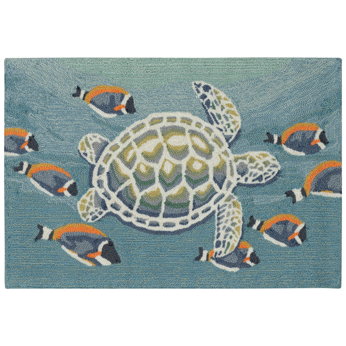 Liora Manne Frontporch Turtle And Fish Indoor Outdoor Rug Ocean