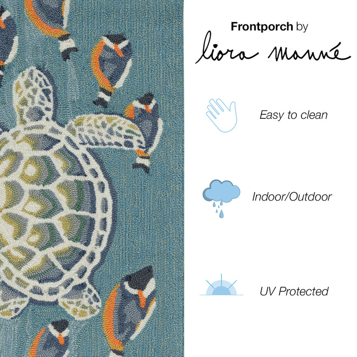Liora Manne Frontporch Turtle And Fish Indoor Outdoor Rug Ocean