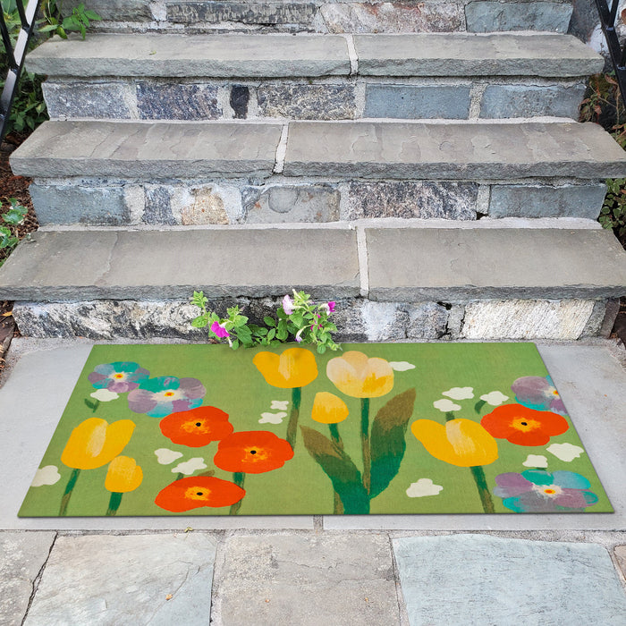 Liora Manne Illusions Le Jardin Indoor Outdoor Mat Green