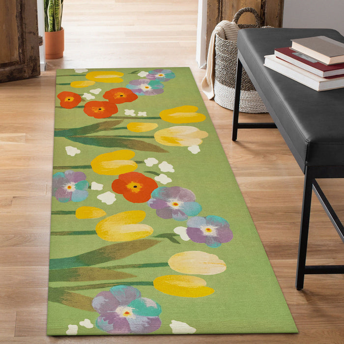 Liora Manne Illusions Le Jardin Indoor Outdoor Mat Green