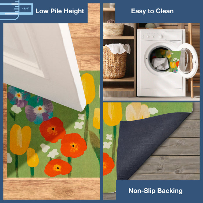 Liora Manne Illusions Le Jardin Indoor Outdoor Mat Green