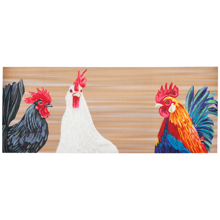 Liora Manne Illusions Three Roosters Indoor Outdoor Mat Natural