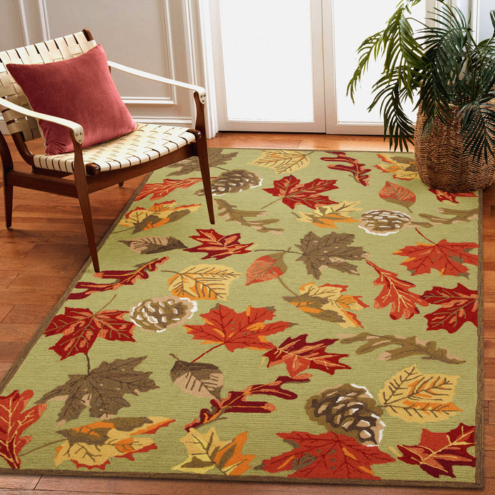 Liora Manne Ravella Falling Leaves Indoor Outdoor Area Rug Moss
