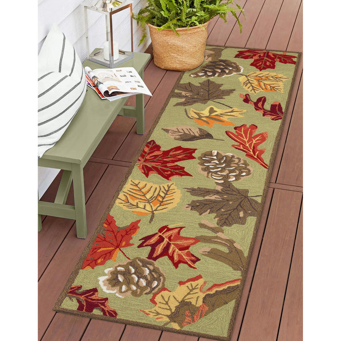 Liora Manne Ravella Falling Leaves Indoor Outdoor Area Rug Moss