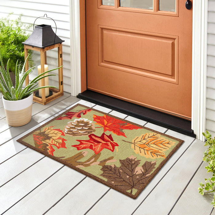 Liora Manne Ravella Falling Leaves Indoor Outdoor Area Rug Moss