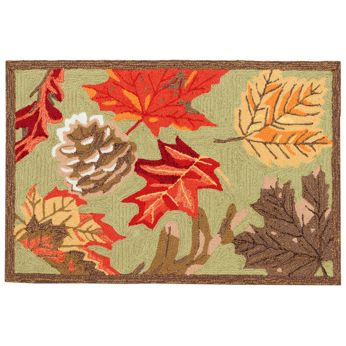 Liora Manne Ravella Falling Leaves Indoor Outdoor Area Rug Moss