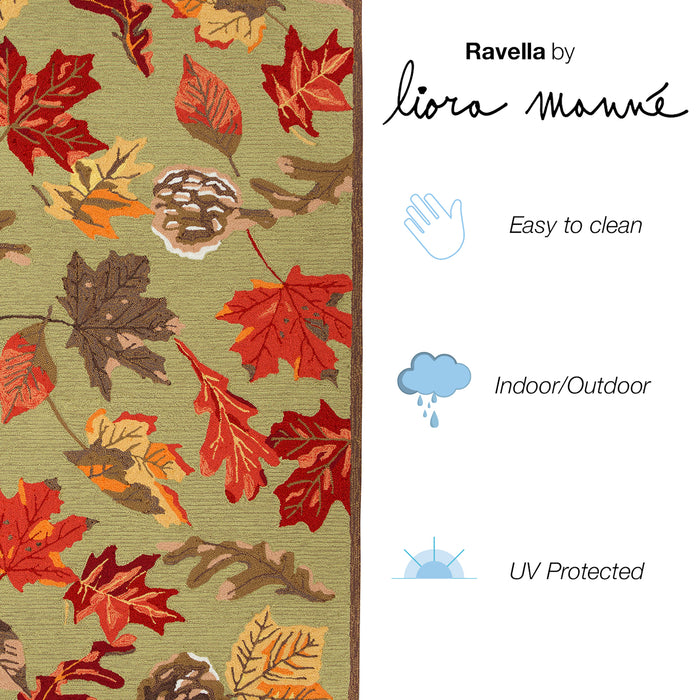 Liora Manne Ravella Falling Leaves Indoor Outdoor Area Rug Moss