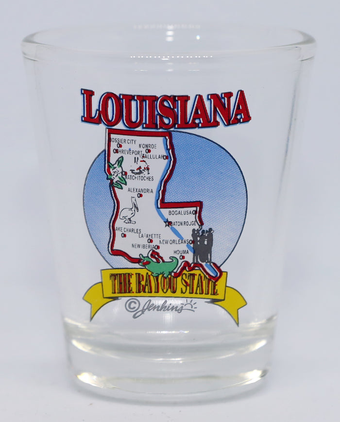 Louisiana State Elements Map Shot Glass