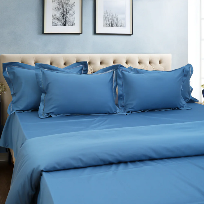 Luxor Sea Dream (300 TC) - 100% Cotton King-Size Bedsheet + 2 Pillow Covers