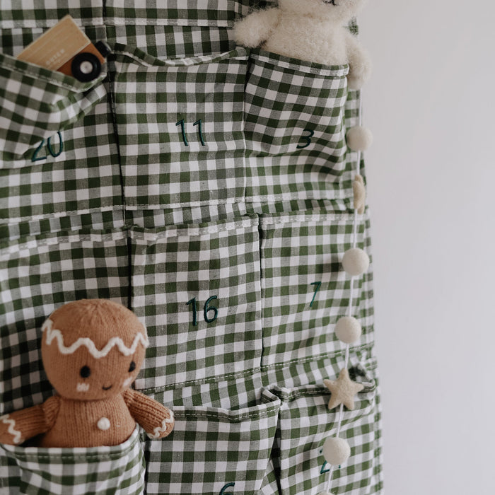 Mabel & Fox - Personalised Green Gingham Advent Calendar - Embroidered - Mabel & Fox