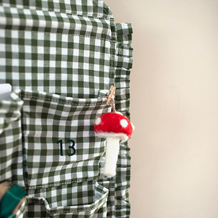 Mabel & Fox - Personalised Green Gingham Ruffle Advent Calendar - Velvet Bow - Mabel & Fox