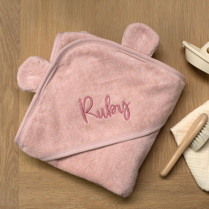 Mabel & Fox - Personalised Hooded Towel - Dusky Pink - Mabel & Fox