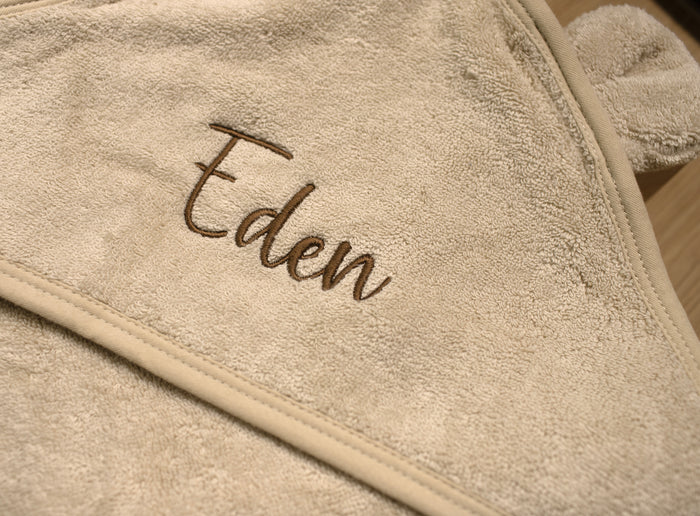 Mabel & Fox - Personalised Hooded Towel - Natural Beige - Mabel & Fox
