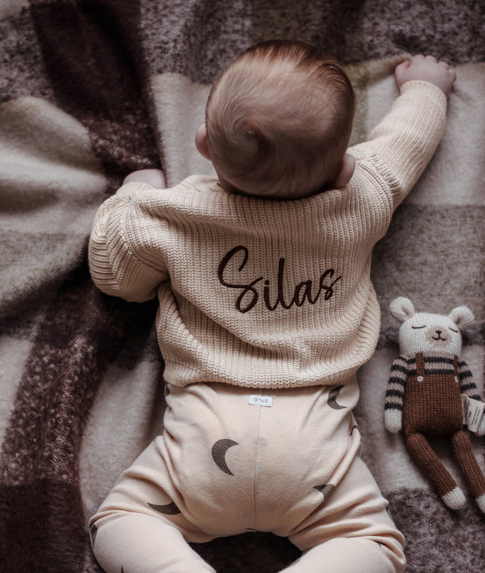 Mabel & Fox - Personalised Knitted Cardigan - Taupe - Mabel & Fox