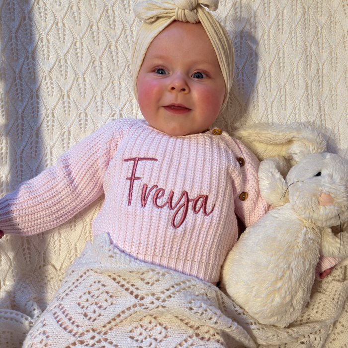 Mabel & Fox - Personalised Knitted Jumper - Pink - Mabel & Fox