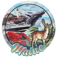 Maine Lobster and Icons Collage Wood Epoxy Magnet 3.7" x 3.7" x 0.18"