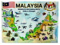 Malaysia Graphic Map and Attractions Souvenir Fridge Magnet 2.5" X 3.5"