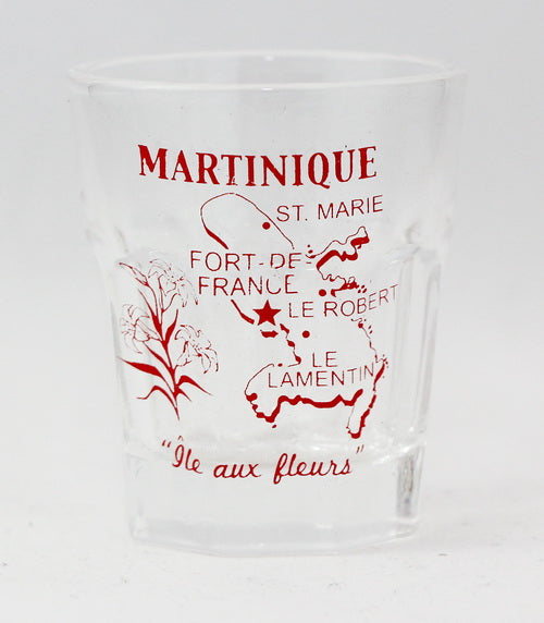 Martinique Vintage Map Outline Shot Glass