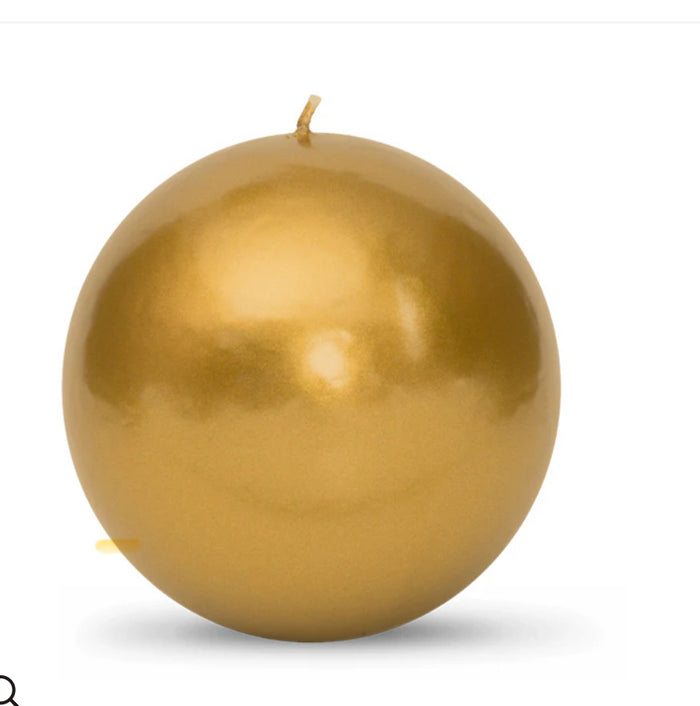 Meloria Lacquered Ball Candle Hand Finished in Gold