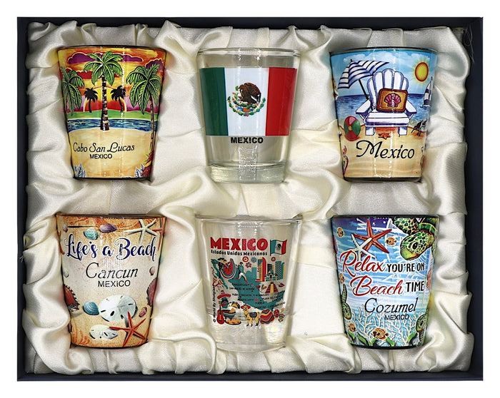 Mexico Souvenir Boxed Shot Glass Set (Set of 6)