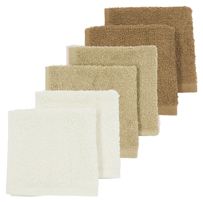 Meyco - Facecloths - Offwhite/Sand/Toffee (6 Pack) - Mabel & Fox