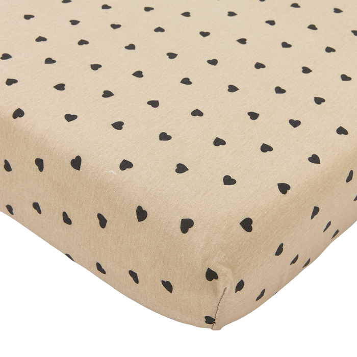 Meyco - Fitted Jersey Sheet - Sweet Heart Sand/Black - Mabel & Fox